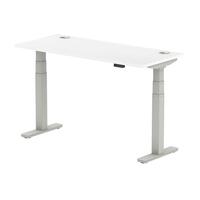 Dynamic Air 1400 x 600mm Height Adjustable Desk White Top Cable Ports Silver Leg HA01130