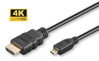 4K HDMI A-D cable, 1m Gold plated connector with ethernet & double shielding. 4K@60Hz HDMI-Kabel