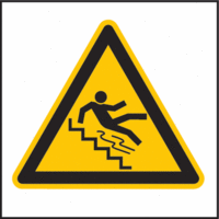 Aufkleber - Vorsicht Treppe, Gelb/Schwarz, 20 x 20 cm, Folie, Selbstklebend