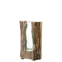 LEONARDO Vase CASOLARE Holzvase mit Glaseinsatz, Höhe 26 cm, 038509Freisteller