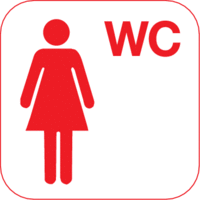 Piktogramm - Damen, WC, Rot, 10 x 10 cm, PVC-Folie, Selbstklebend, Weiß