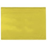 Coloured self adhesive document pockets, A5, landscape, yellow