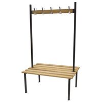 Classic duo changing room bench with black frame, 3000mm wide
