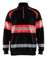 High Vis Sweatshirt 3553 half-zip schwarz/High Vis rot