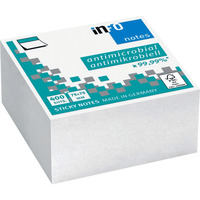 INFO NOTES Antimikrobielle Haftnotizen-Würfel, 75 x 75 mm, 400 Blatt, weiß