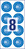 Prüfplaketten Prüfplaketten mit Jahreszahl 20__ zum Selbereintragen, Vinyl, Ø 30 mm, 10 Bogen/80 Etiketten, blau