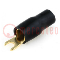 Connector: vork; M4; 20mm2; verguld; geïsoleerd; zwart
