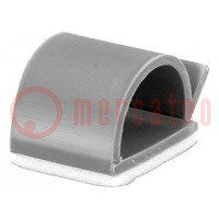 Self-adhesive cable holder; 13.2mm; PVC; grey; Cable P-clips