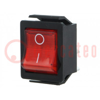 ROCKER; DPST; poz: 2; ON-OFF; 16A/250VAC; piros; neon; 250V; 1350