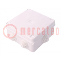 Enclosure: junction box; X: 133mm; Y: 133mm; Z: 64mm; wall mount