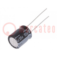 Condensador: electrolítico; THT; 100uF; 35VDC; Ø10x12,5mm; ±20%