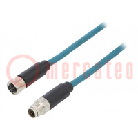 Cable: for sensors/automation; PIN: 8; male; M12 male,M12 female