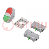 Przełącznik: podwójny; 22mm; Poz.stab: 1; NO x2; czarny/zielony