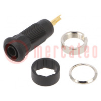 Connector: 2mm banana; socket; Overall len: 29mm; black; soldered