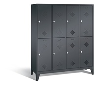 C+P Garderobenschrank, mit Füßen, 8 Fächer, Abteilbreite 400 mm, RAL7021/7021 | CA5954-7021