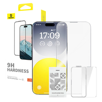 BASEUS PROTECTEUR D'ÉCRAN TRANSPARENT DE QUALITÉ SUPÉRIEURE POUR IPHONE 15 PRO MAX, EN VERRE TREMPÉ 9H AVEC KIT D'INSTALLATION F