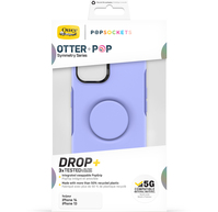 OtterBox Otter+Pop Case voor iPhone 14/iPhone 13, Schokbestendig, Valbestendig, Beschermhoes met PopSockets PopGrip, 3x getest volgens militaire standaard, Antimicrobieel, Periwink