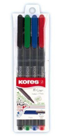 Kores FL28114 markeerstift 4 stuk(s) Fijne punt Zwart, Blauw, Groen, Rood