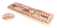 KeySonic KSKM-8200M-RF toetsenbord Inclusief muis RF Draadloos QWERTZ Duits Beige, Bruin, Roze
