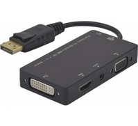 Hypertec 127377-HY Videokabel-Adapter DisplayPort DVI-D + VGA (D-Sub) + HDMI Schwarz