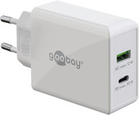 Goobay 61674 oplader voor mobiele apparatuur Hoofdtelefoons, Mobiele telefoon, Smartphone Wit AC Snel opladen Binnen