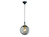 LED Pendelleuchte einflammig Rauchglas Schwarz mit Messing - Kugel Ø 25cm