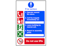 Fire Action Procedure, Style 1 - PVC Sign 200 x 300mm