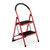 Relaxdays Trittleiter, 2 Stufen, klappbar, Klapptritt mit Haltebügel, bis 120 kg, Anti-Rutsch, kleine Leiter Stahl, rot