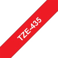 BROTHER szalag TZe-435, Piros alapon Fehér, Laminált, 12mm 0.47", 8 méter