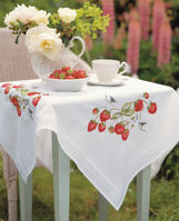 Embroidery Kit: Tablecloth: Strawberries