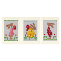 Counted Cross Stitch Kit: Greeting Cards: Easter Rabbits: Set of 3