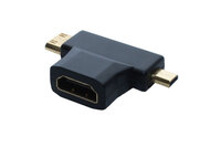 HDMI T-Adapter, Buchse A auf 1x Stecker D + 1x Stecker C, vergoldete Kontakte, Good Connections®