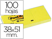 Bloc de Notas Adhesivas Quita y Pon Post-It 38X51 mm Papel Reciclado Amarillo Pack de 3 Blocs 653-1