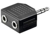 Audio-Adapter Klinke/Klinke, 1 x 3,5 mm-Klinkenstecker, stereo, 2 x 3,5 mm-Klink
