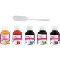 GRAINE CREATIVE Lot de 5 flacons de 27 ml de colorants liquide pour bougies : jne, rge, bl, vert, violet - produit supprimé à épuisement du stock