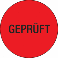 Rollen-Etiketten - Geprüft, Fluoreszierend-Rot, 2.5 cm, Papier, Selbstklebend