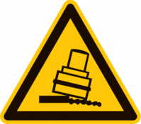 Sicherheitskennzeichnung - Warnung vor Kippgefahr beim Walzen, Gelb/Schwarz