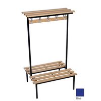 Evolve duo bench with wood top shelf 1000 x 800mm 10 hooks - 2 uprights - blue