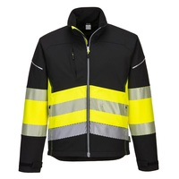 Softshel kabát jólláthatósági PW3 fényvisszaverő csíkkal, fekete/sárga, XL