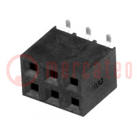 Connector: pin strips; socket; female; PIN: 6; vertical; 2.54mm; SMT