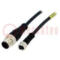 Kabel: voor sensoren/ automaten; M12-M8; PIN: 3; 0,6m; stekker