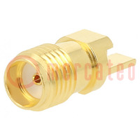 Connector: SMA; plug; female; card edge; straight; 50Ω; SMT; PTFE