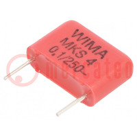 Capacitor: polyester; 100nF; 160VAC; 250VDC; 10mm; ±10%; 4x9x13mm