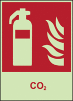 Brandschutz-Kombischild - Feuerlöscher, CO2, Rot, 30 x 20 cm, Kunststoff