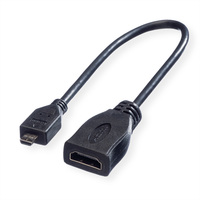 ROLINE Câble HDMI High Speed avec Ethernet, HDMI F - Micro HDMI M, 0,15 m