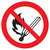 Znak zakazu, alum., wytłacz., „Zakaz używania otwartego ognia i palenia tytoniu”, średn. 100mm