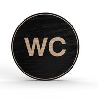 Tello Wood Holz-Türschild rund Material: Eiche Furnier, selbstklebend, Ø 10,0 cm, Farbe: Schwarz, Motiv: Eiche Natur Version: 15 - WC