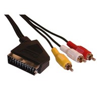 Video Kabel SCART M - 3x CINCH M, 3m, przełącznik IN / OUT, czarny