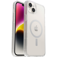 OtterBox Cover per iPhone 14 Plus Symmetry+ Clear per MagSafe,resistente a shock e cadute fino a 2 metri;sottile,testata 3x norme MIL-STD 810G,protezione antimicrobica, Clear, N...