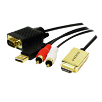 LogiLink CV0052A câble vidéo et adaptateur 2 m HDMI VGA (D-Sub) + RCA Noir